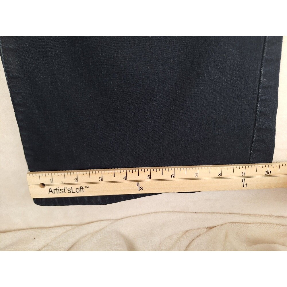 Mitzi Michel Button Front Jeans Juniors 15 Flare Black High Rise Belted 30x33 - Picture 7 of 11